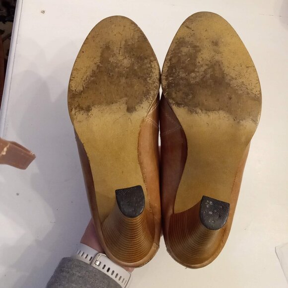 Rosita Leather Boots/Mules Clogs Stacked Look High Heels 70s VTG size 8 M Shoes - Picture 5 of 6